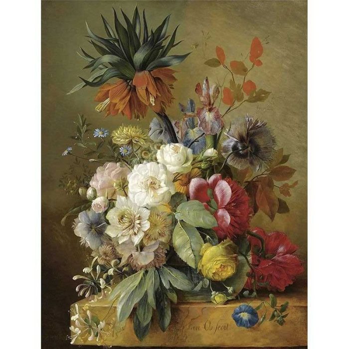 Retro floral oil painting