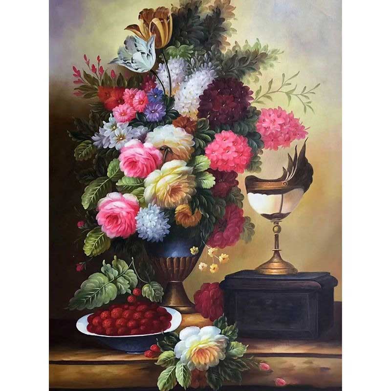 Retro floral oil painting