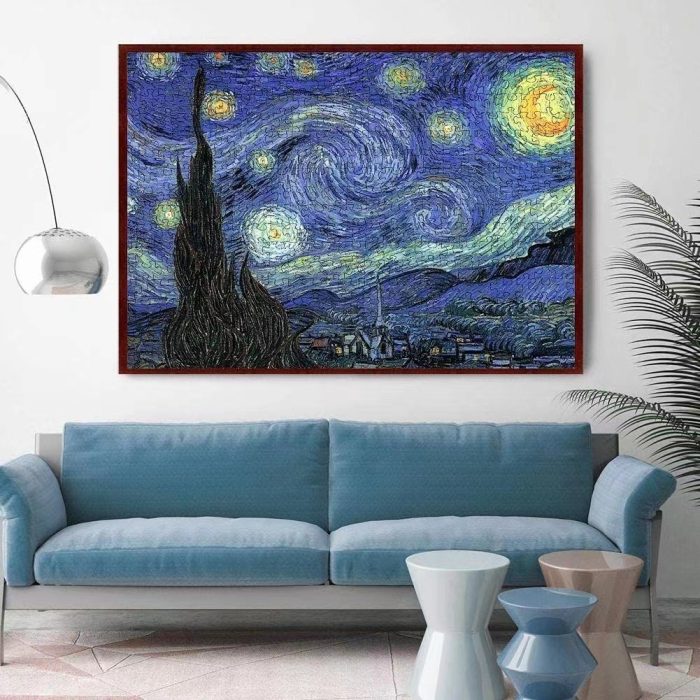 Vincent Van Gogh Artwork Starry Sky Jigsaw Puzzle Family Game 1000-Piece by inspuzzle for Adults